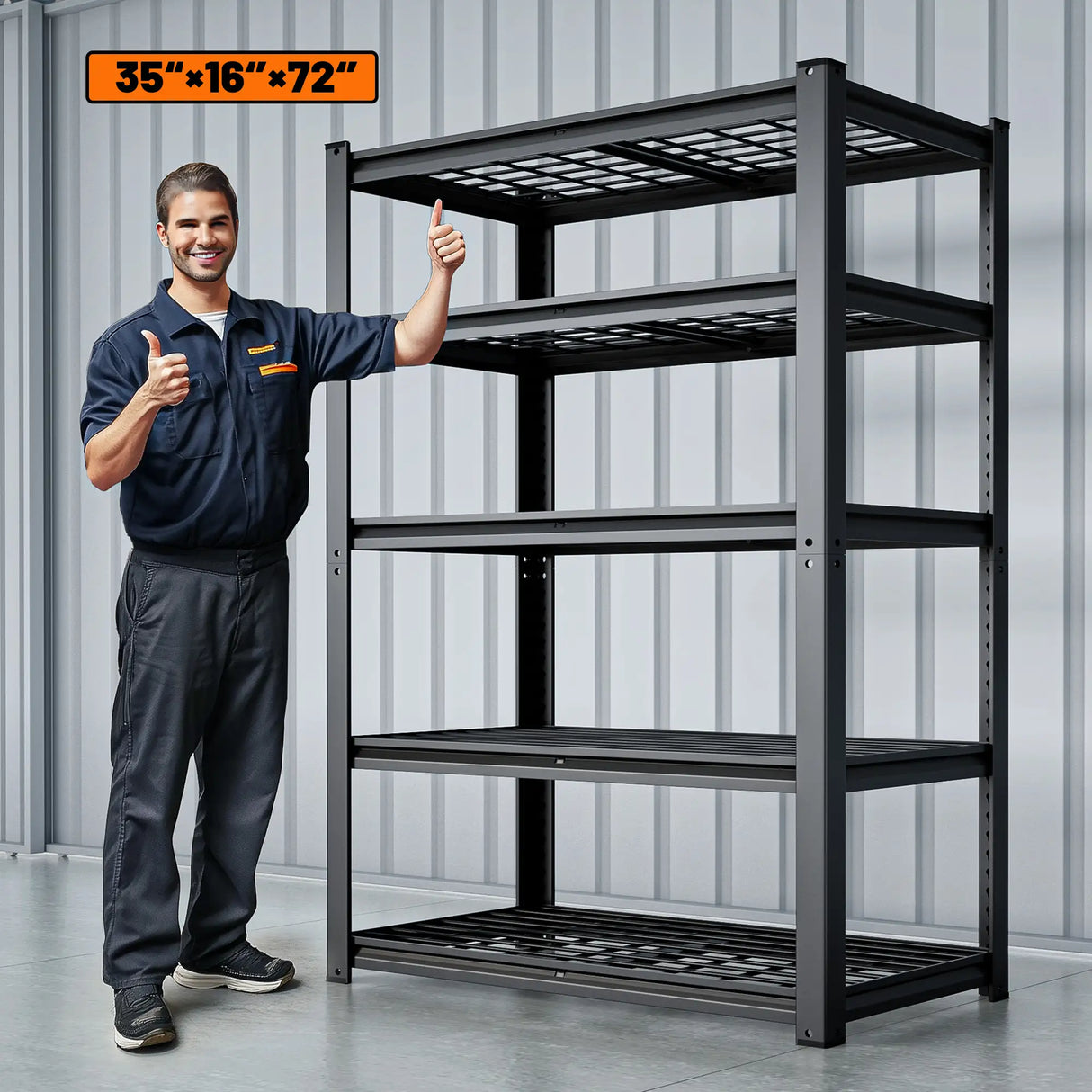 HOKEEPER 3100LBS Heavy Duty Metal Storage Shelves-35.43"W x 15.74"D x 72.05"H