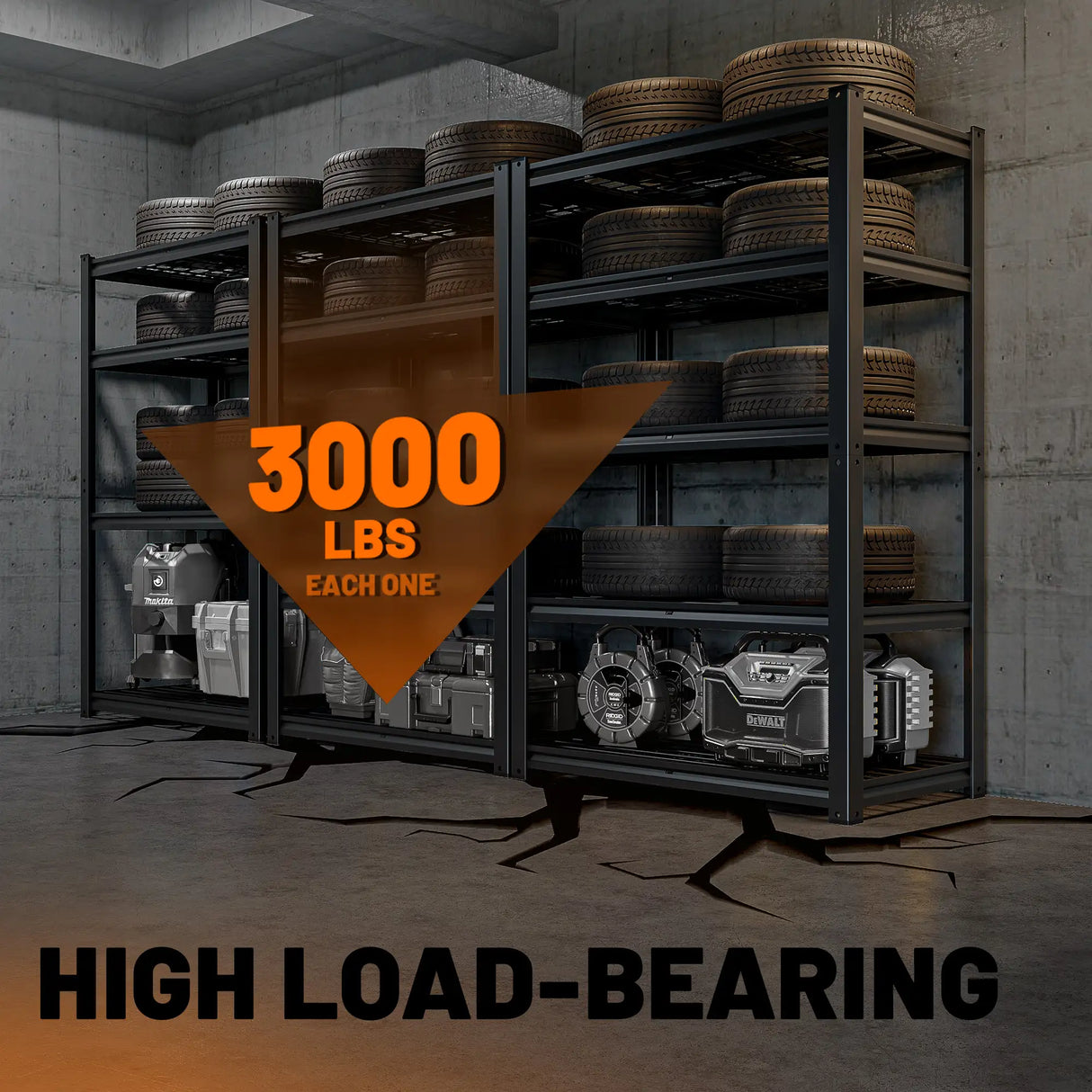 HOKEEPER 3100LBS Heavy Duty Metal Storage Shelves-35.43"W x 15.74"D x 72.05"H