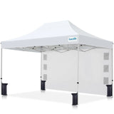 10'x15' Heavy Duty Pop up Canopy White with 1 Sidewall#style_10x15 With 1 Sidewall-White