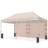 Quictent 10'x20' Pop up Canopy With One Sidewall Beige#style_10x20 With 1 Sidewall-Beige