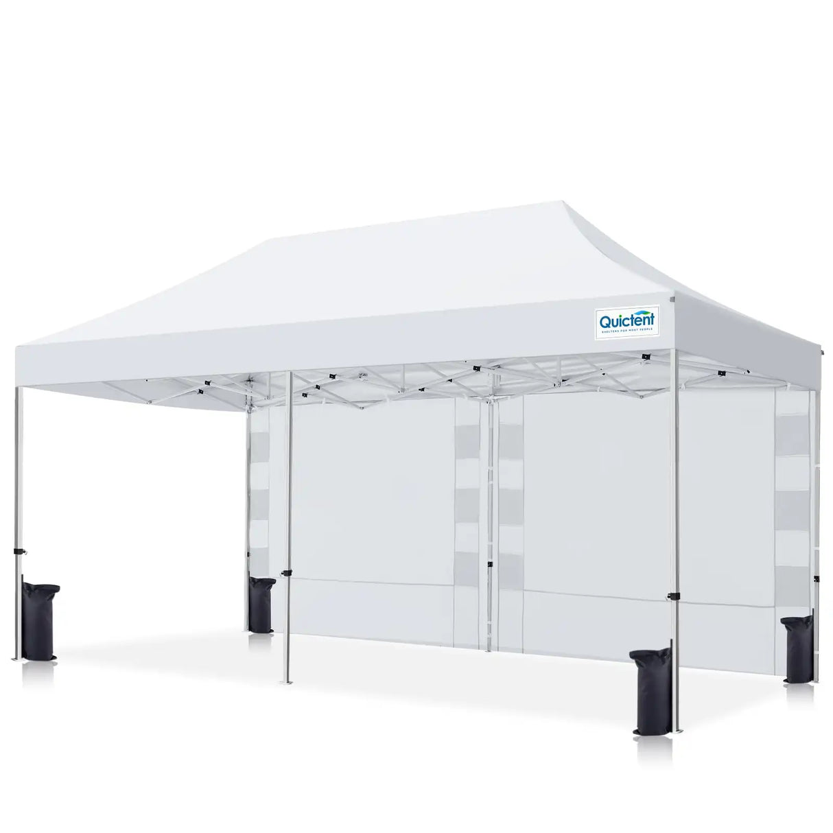 10'x20' Heavy Duty Pop up Canopy With One Sidewall White#style_10x20 With 1 Sidewall-White