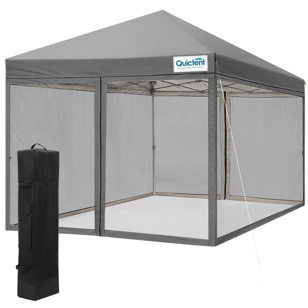 10'x10’ Pop up Screened Canopy Tent Gray#color_gray