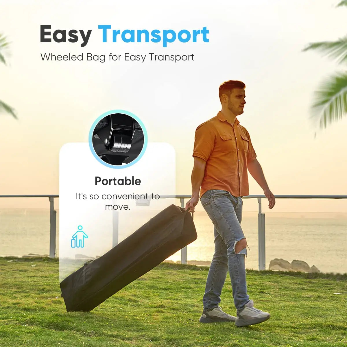 a wheeled carry bag for easy transportation and storage#color_gray