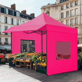 Heavy Duty Pop up Canopy for Outdoor, Parties, Markets#style_10x10 With Awning-Pink