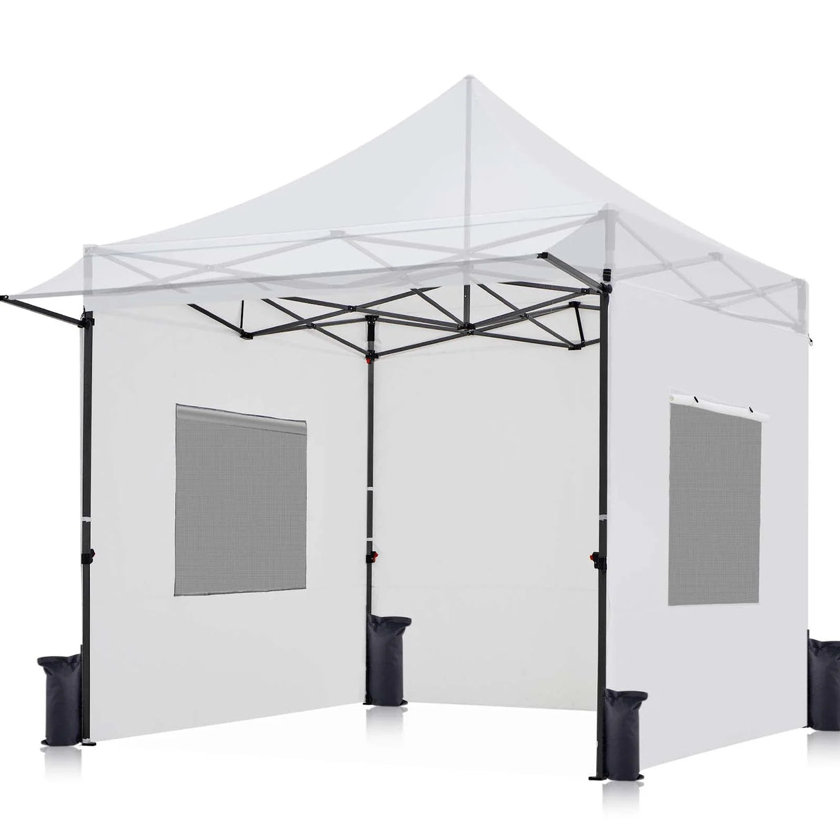 Quictent 10'x10' Heavy Duty Pop up Canopy White With Awning#style_10x10 With Awning-White