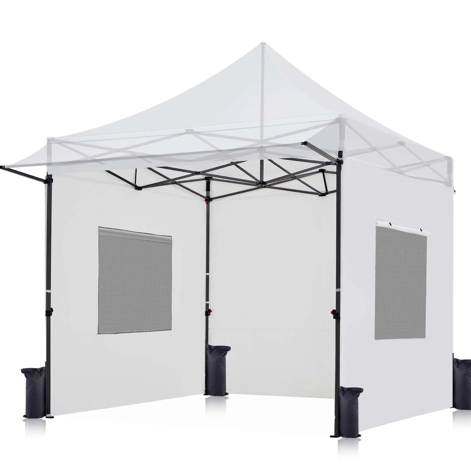 Quictent 10'x10' Heavy Duty Pop up Canopy White With Awning#style_10x10 With Awning-White