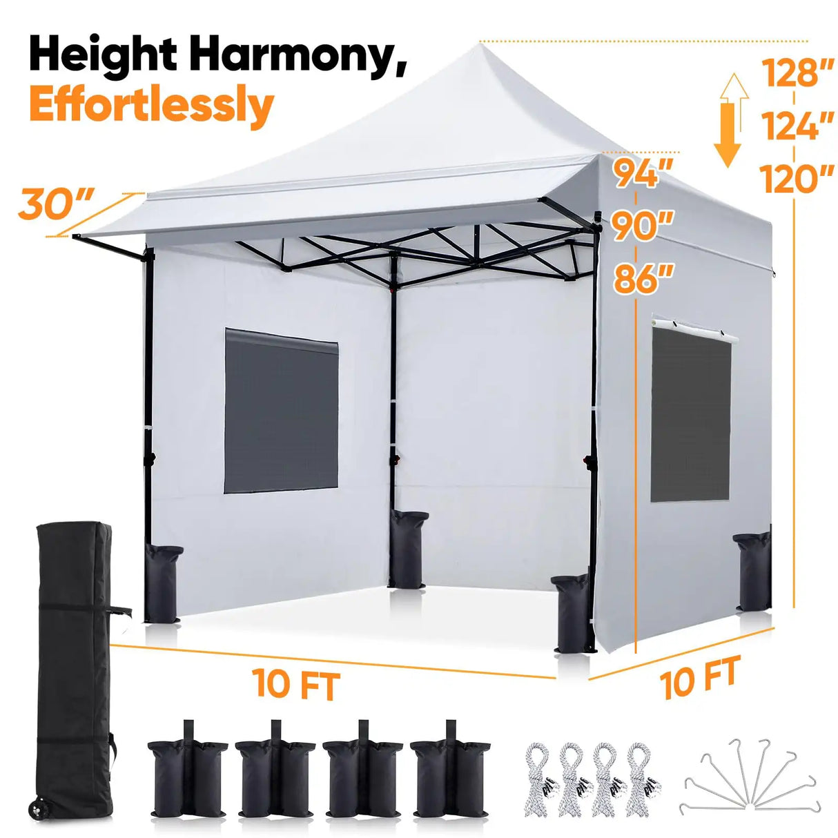 Adjustable height#style_10x10 With Awning-White