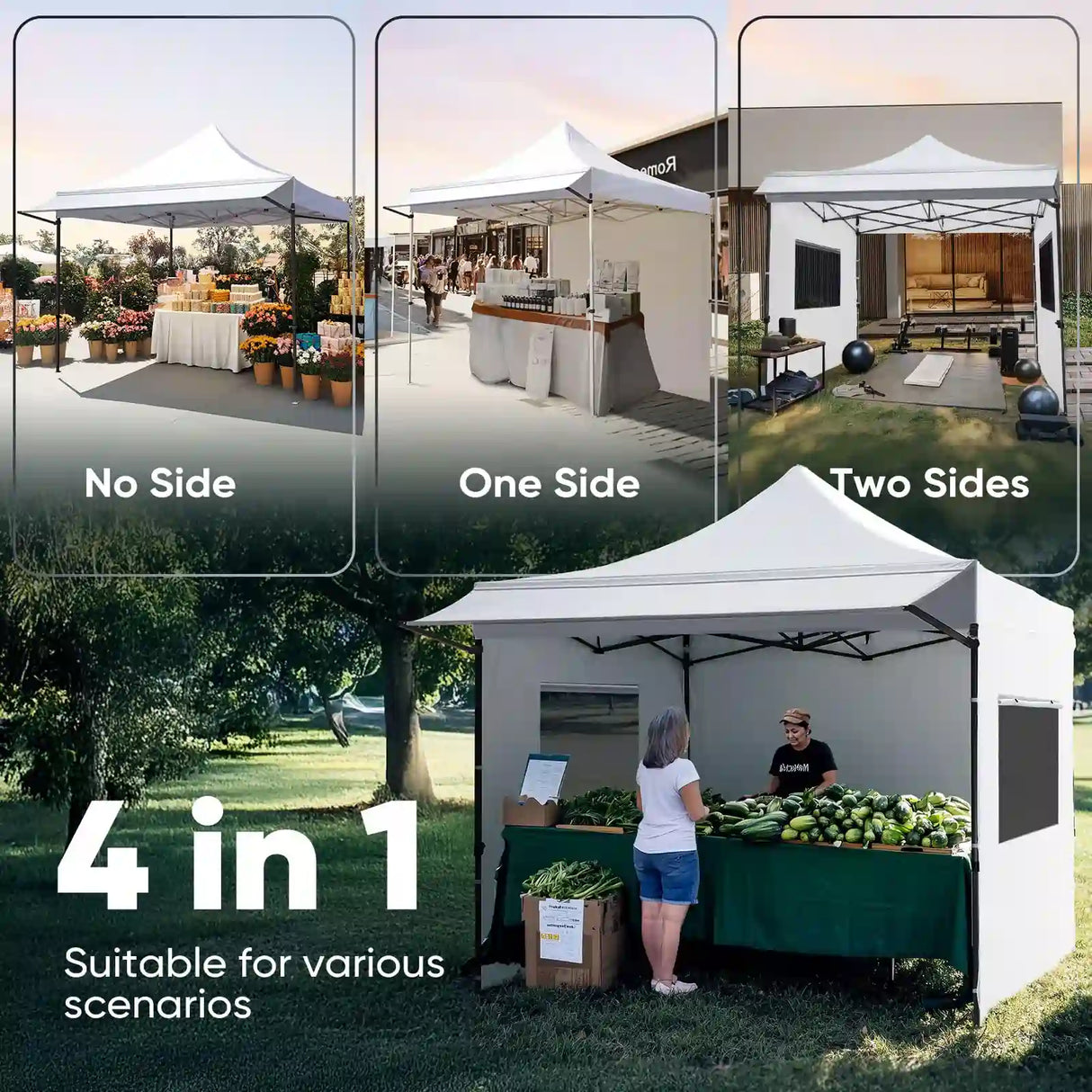 4 in 1 styles#style_10x10 With Awning-White
