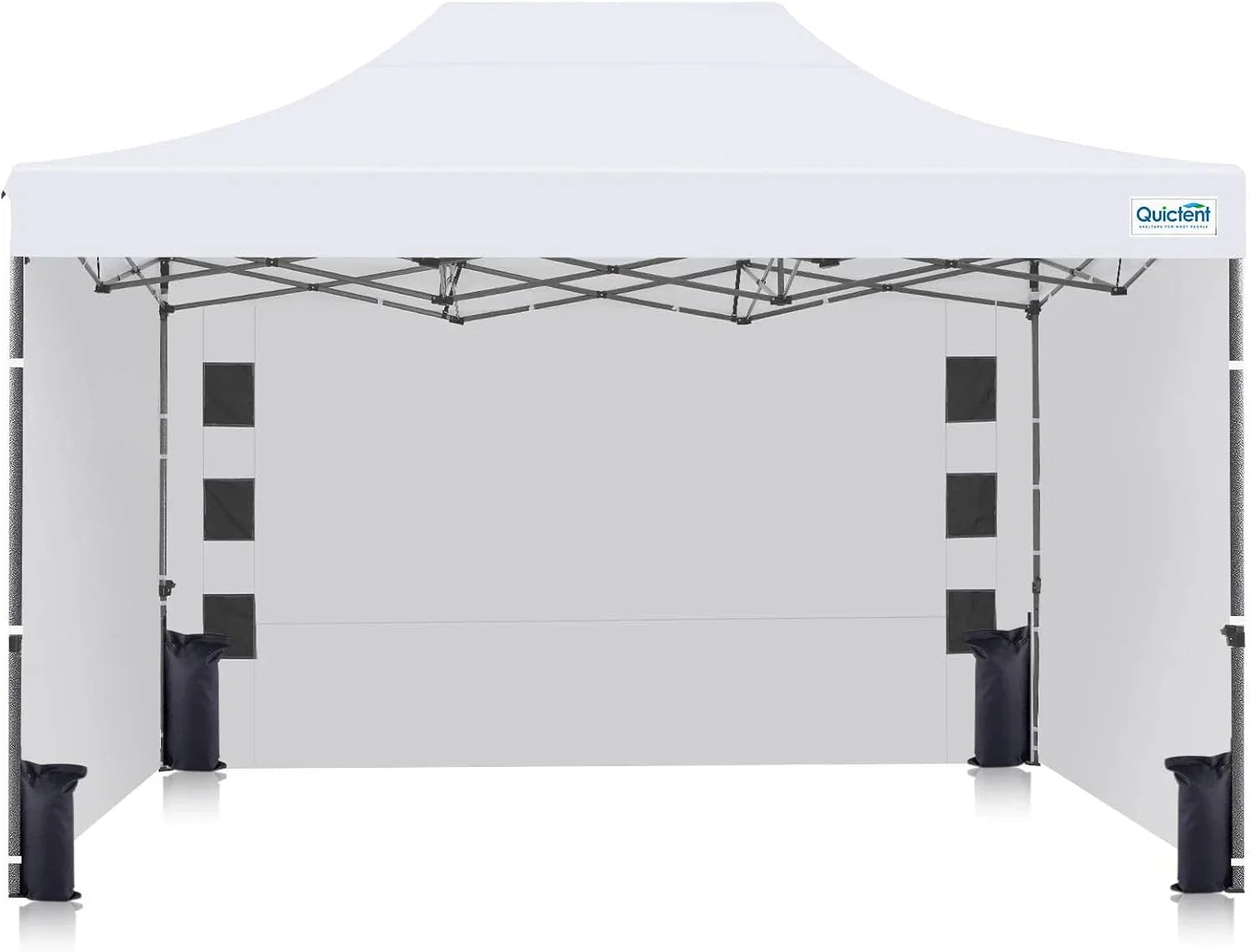 Quictent 10'x15' Heavy Duty Pop up Canopy White#style_10x15 With 3 Sidewalls-White