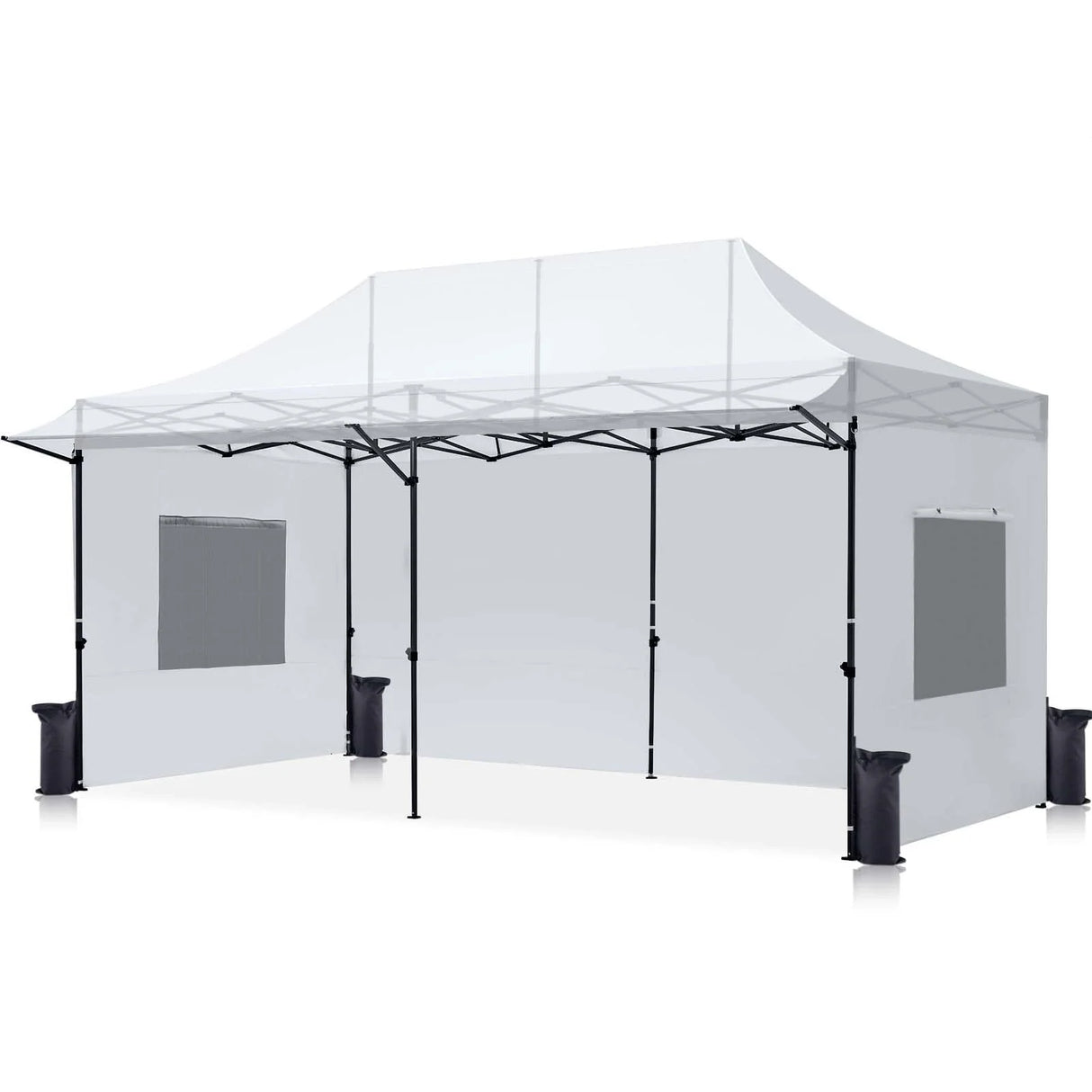 Quictent 10'x20' Heavy Duty Pop up Canopy White with Awning#style_10x20 With Awning-White