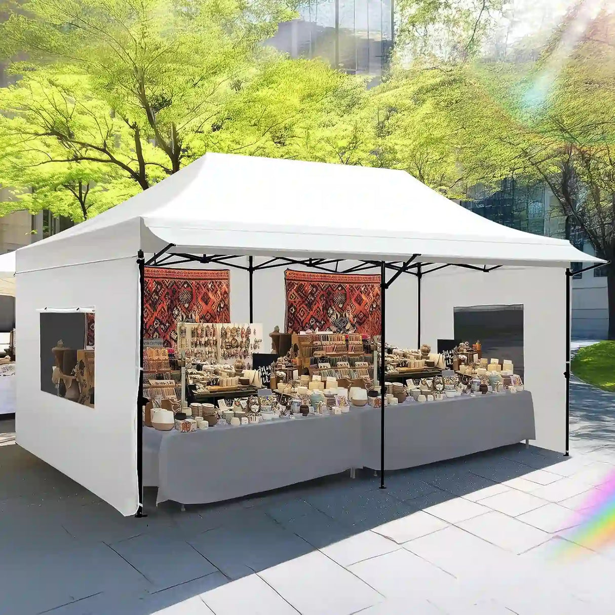 Safeguards your trade shows, beach vendors, and disaster relief operations#style_10x20 With Awning-White