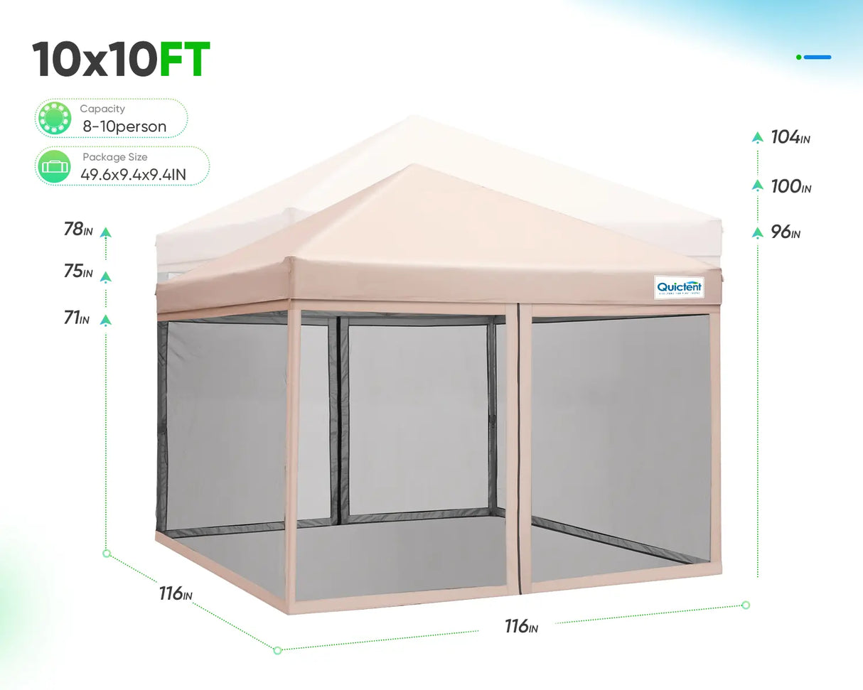 10'x10' Pop up Canopy Tent with Mosquito Netting Size#color_tan