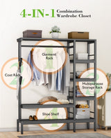 HOKEEPER 650LBS Closet Organizer with Coat Rack