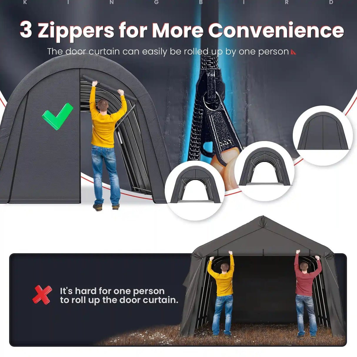 Three-Zipper Door design#size_12'x20'