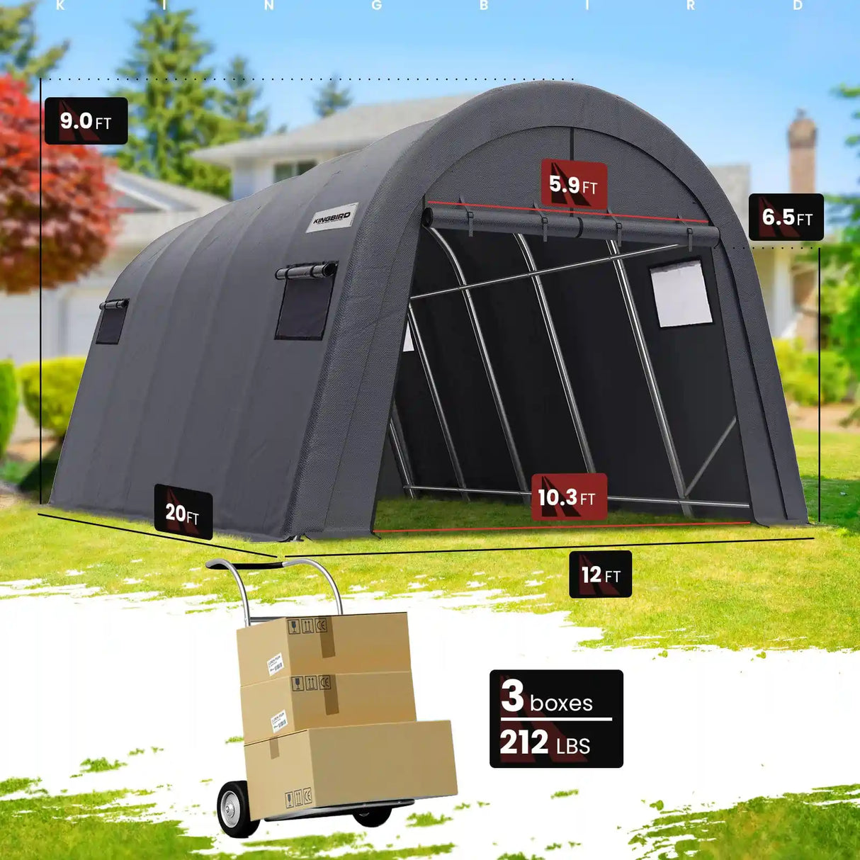 Anti-Snow Car Canopy Outdoor Boat Shelter Size#size_12'x20'