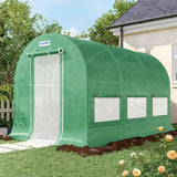 Green 12' x 7' x 7' Tunnel Greenhouse#color_green (with 1 door)