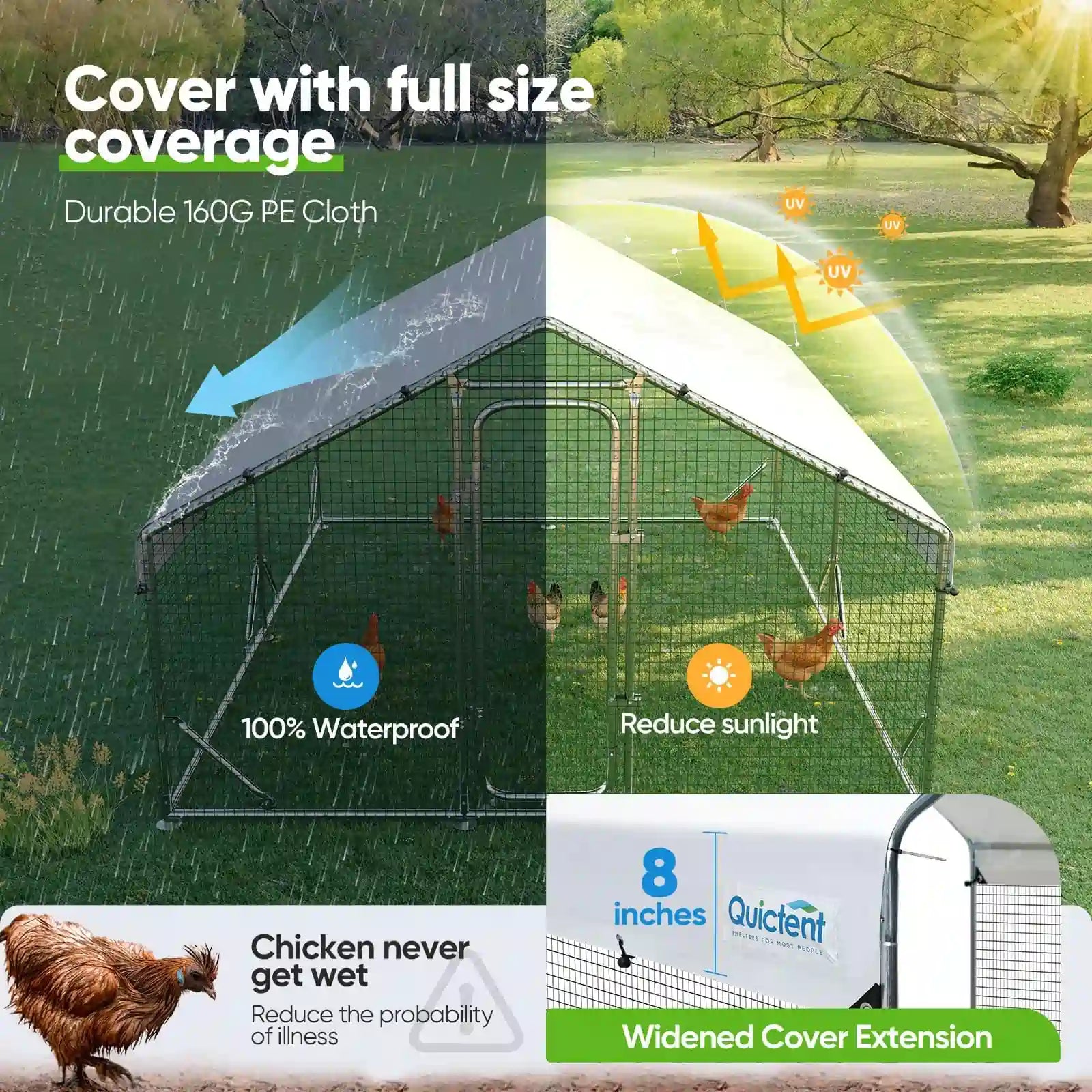 Galvanized Hardware Cloth and Waterproof Roof Cover#size_12x9FT Regular-No ladder