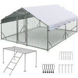 Quictent Large Metal Chicken Coop Run 12x9x6.6FT#size_12x9FT with ladder