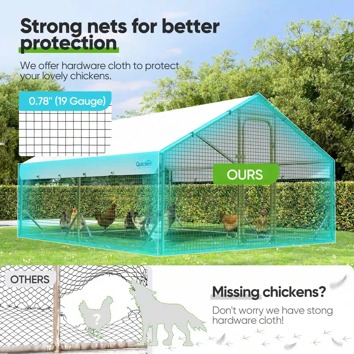 galvanized-coated wires for better predator resistance#size_12x9FT with ladder