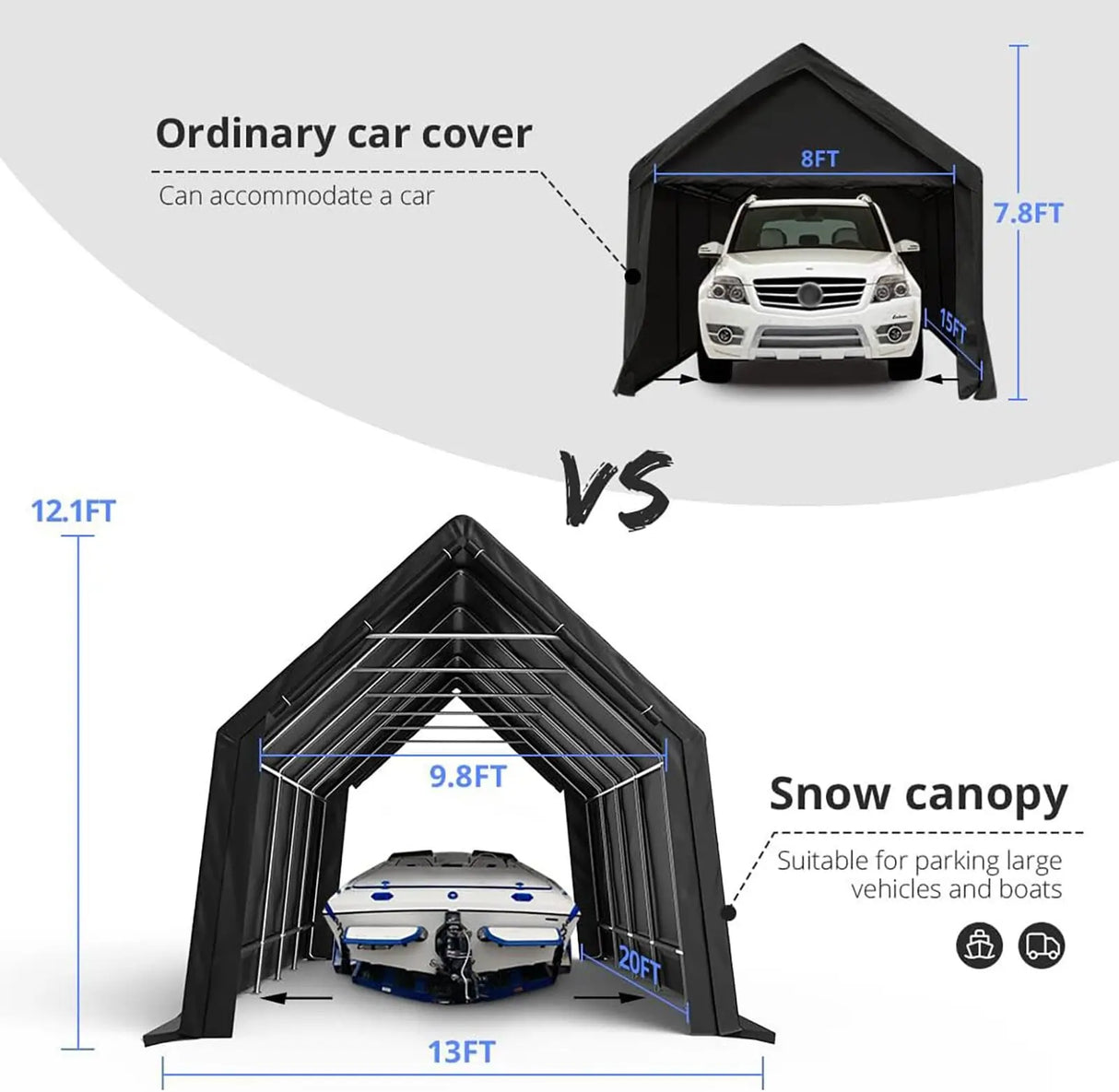 13' x 20' x 12' Heavy Duty Peak Portable Storage Shed