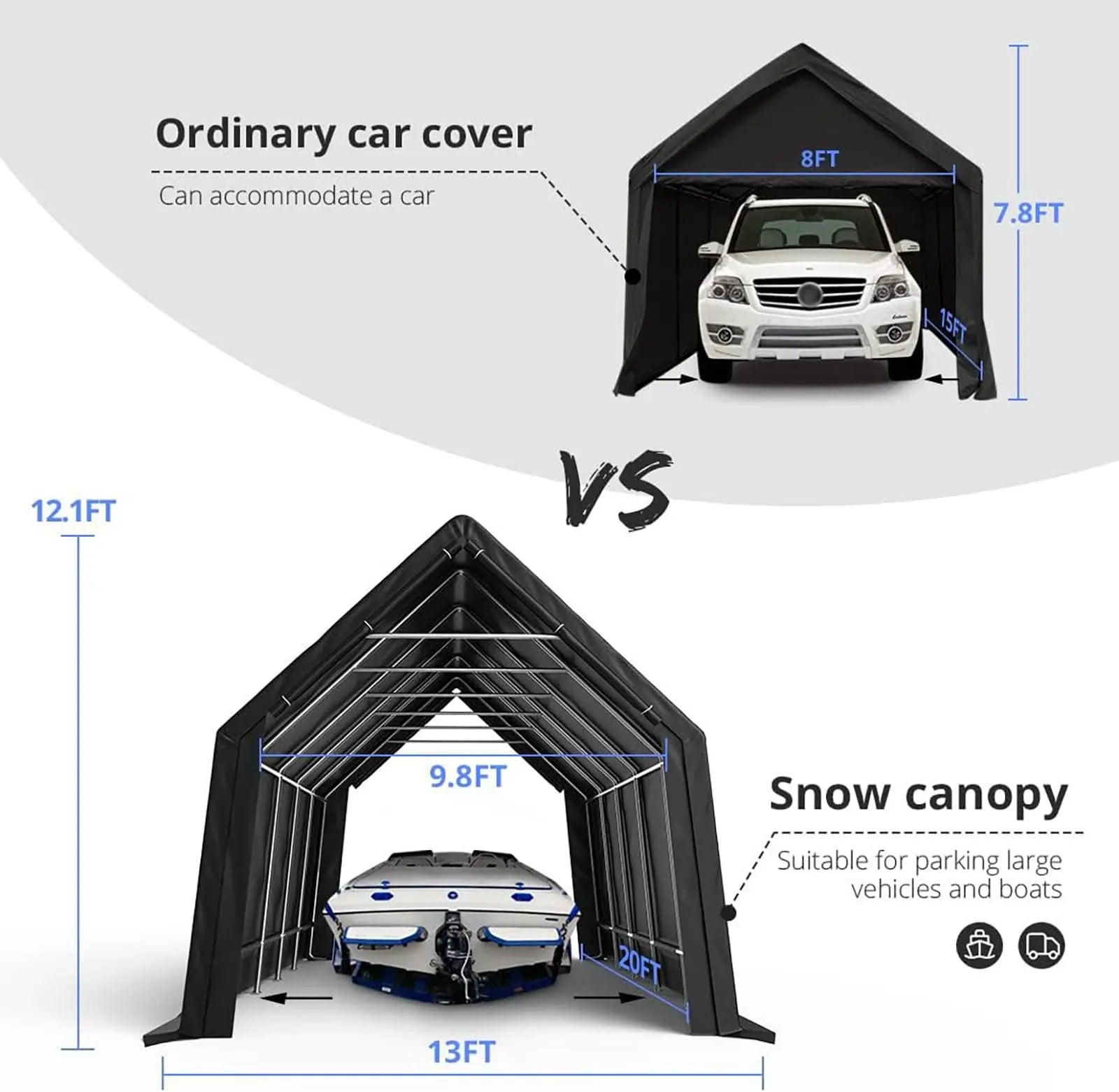 13' x 20' x 12' Heavy Duty Peak Portable Storage Shed