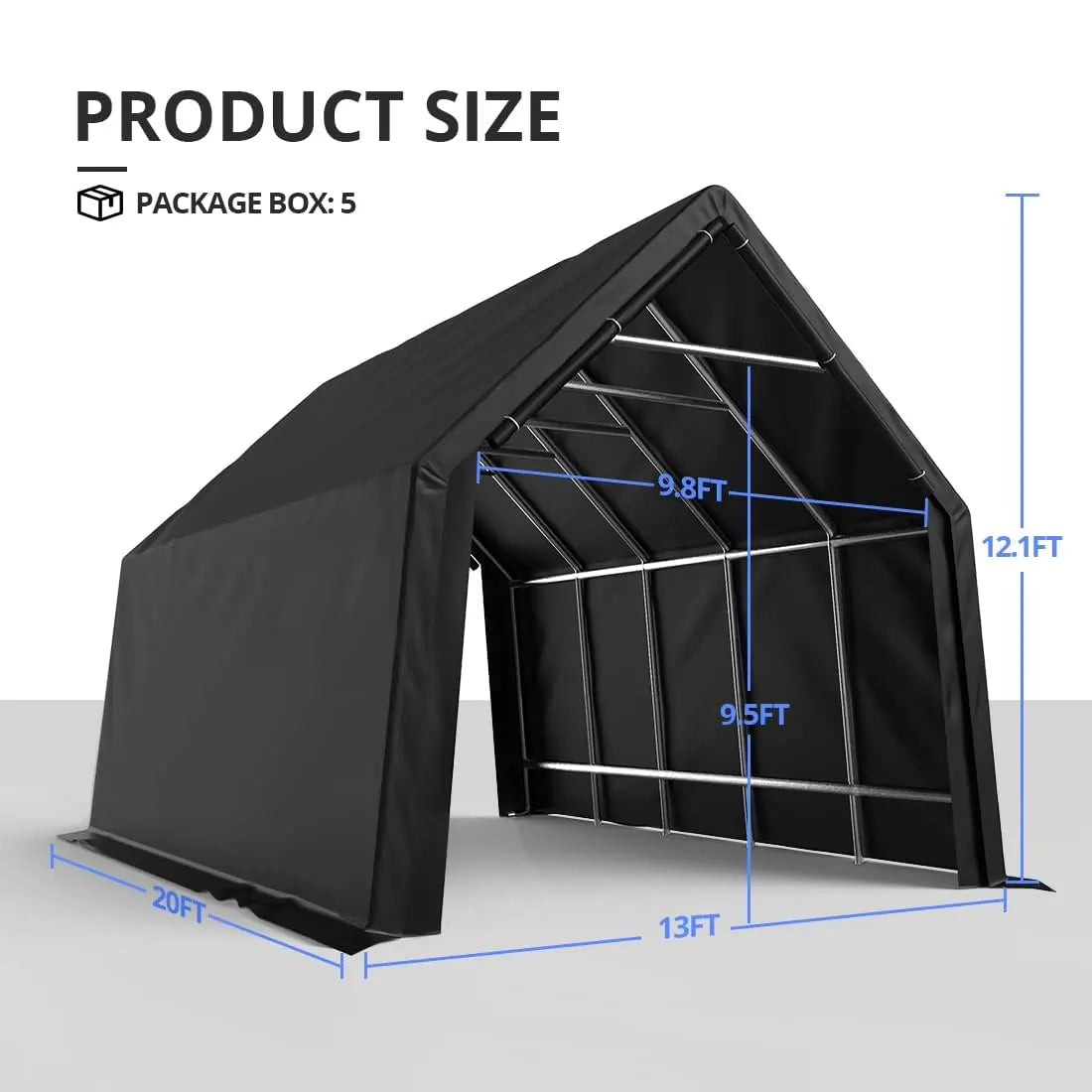13' x 20' x 12' Heavy Duty Peak Portable Storage Shed