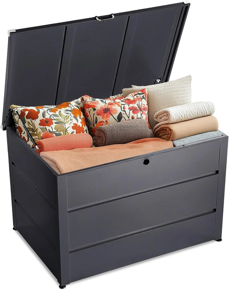 Heavy Duty 150 Gallon Metal Outdoor Deck Box#color_Gray
