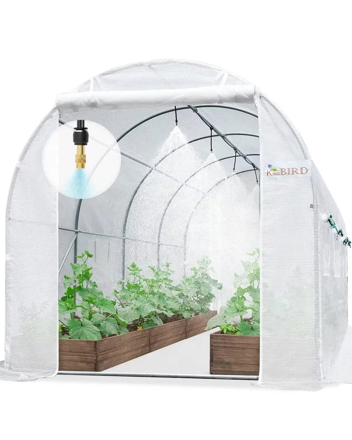 Premium 15x6.6x6.6FT Greenhouse for Outdoors W/Watering Kits#color_White with Watering
