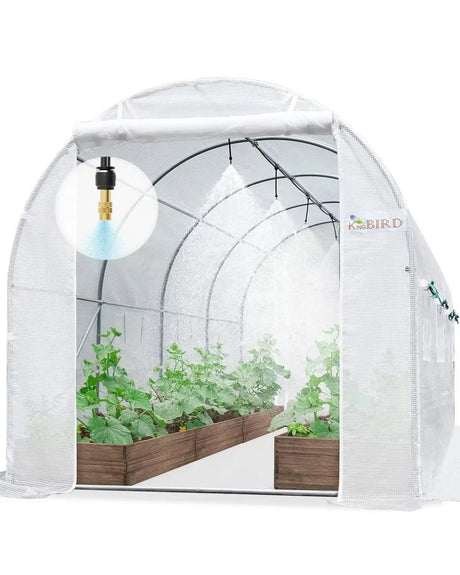 Premium 15x6.6x6.6FT Greenhouse for Outdoors W/Watering Kits#color_White with Watering