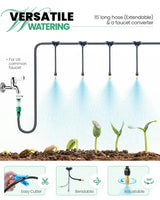 15ft long hose and a faucet converter#color_White with Watering