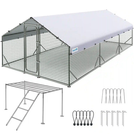 18' x 9' x 6.6' Large Chicken Coop#size_18x9FT with ladder