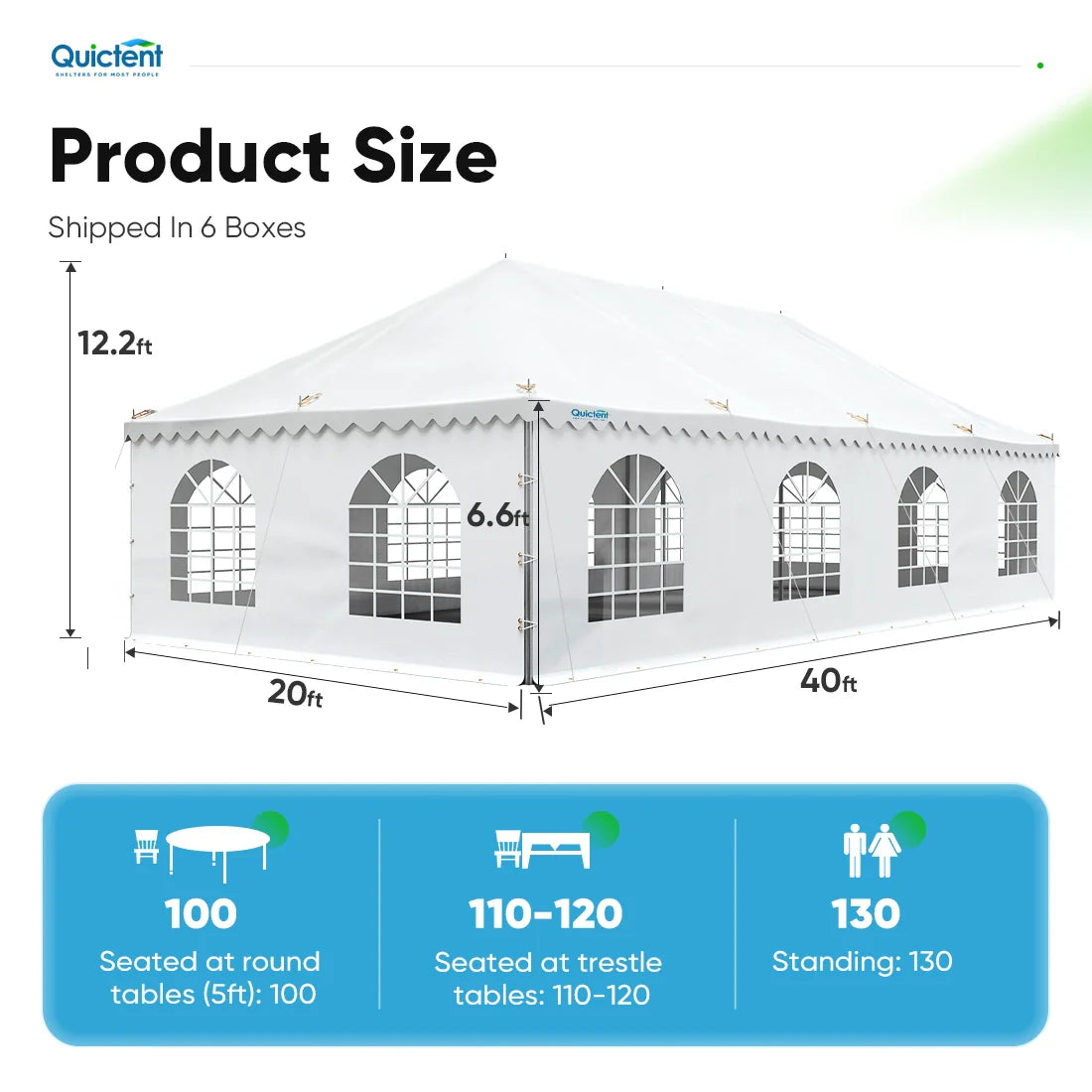 20' x 40' Fire Retardant Pole Party Tent White Size#size_20' x 40'