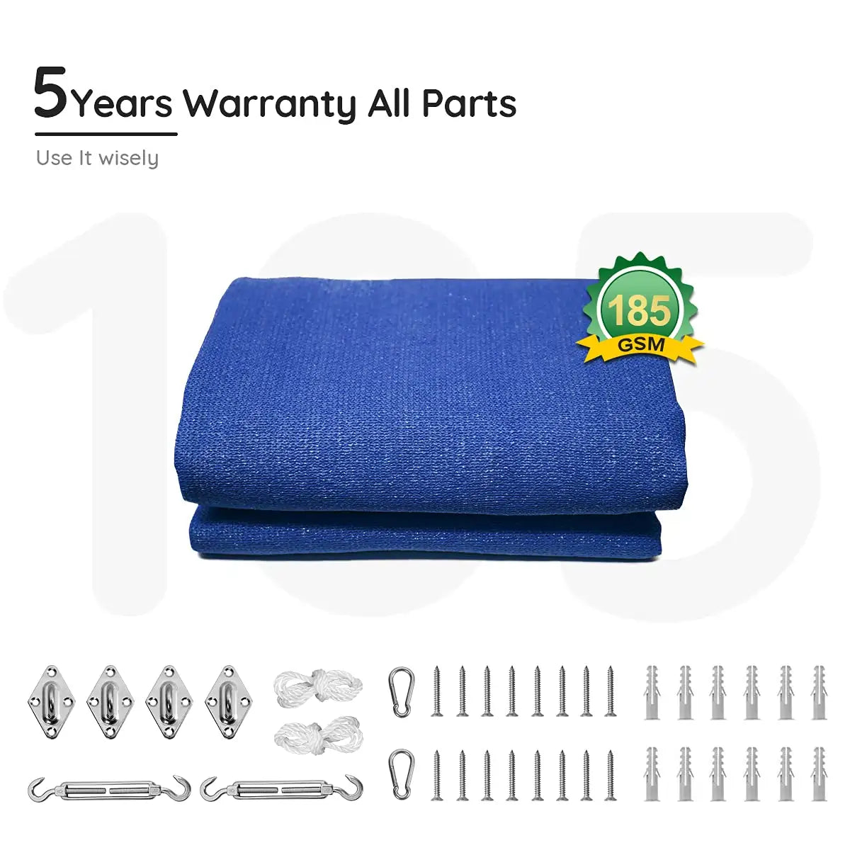 rectangle shade sail has 5 years warranty#color_blue