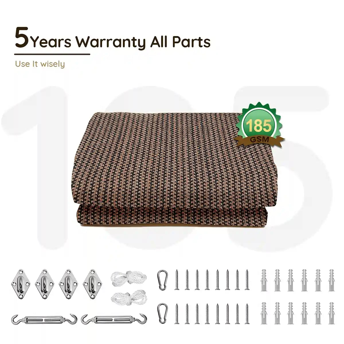 Brown rectangle shade sail warranty#color_brown