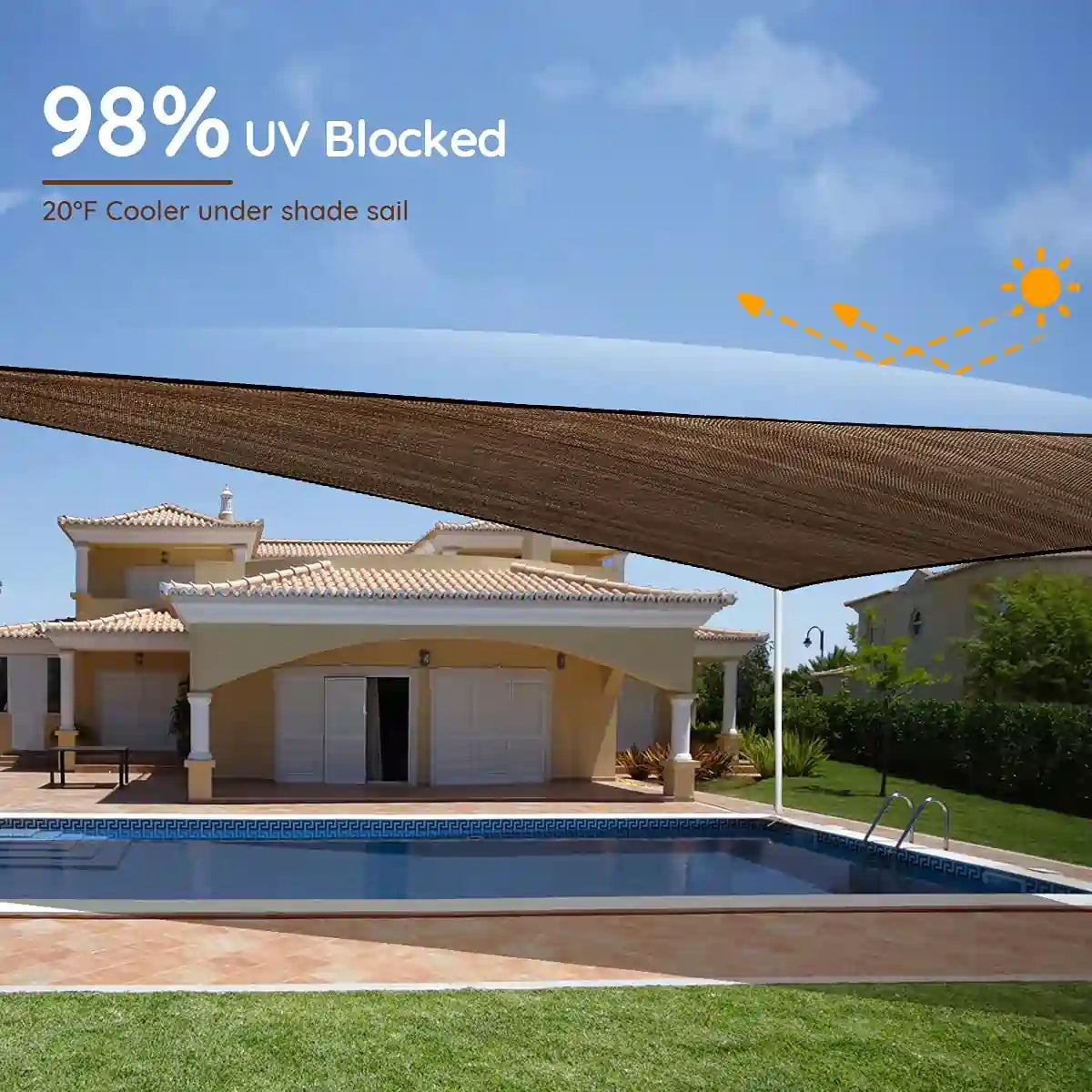 Brown Rectangle Sun Shade UV blocked#color_brown