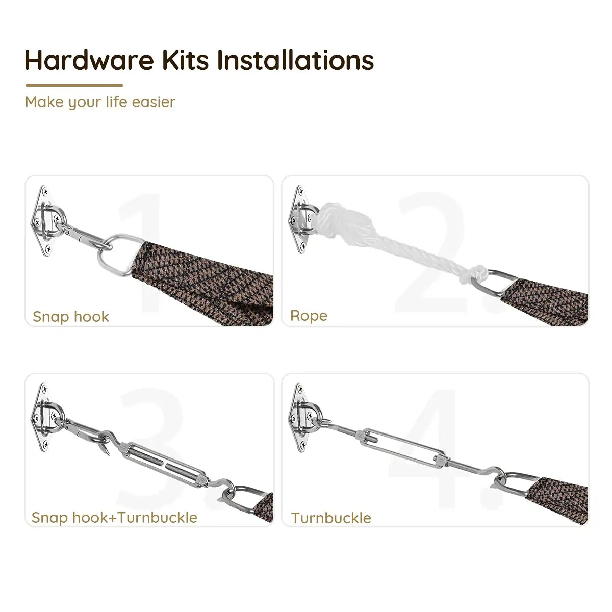 Brown rectangle shade sail hardware kits#color_brown