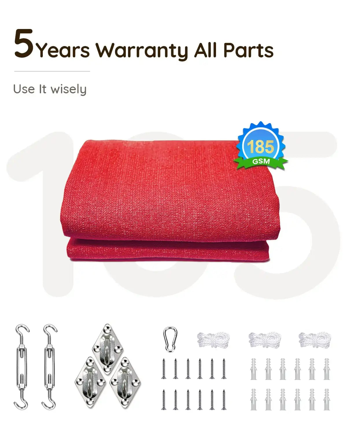 red rectangle shade sail has 5 years warranty#color_red