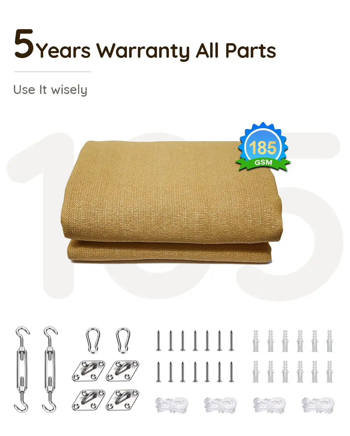 sand rectangle shade sail 5 years warranty#color_sand