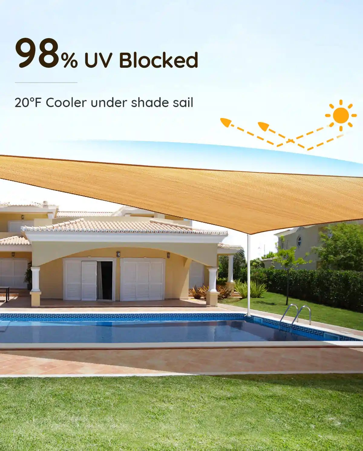 Sand Rectangle Sun Shade UV blocked#color_sand