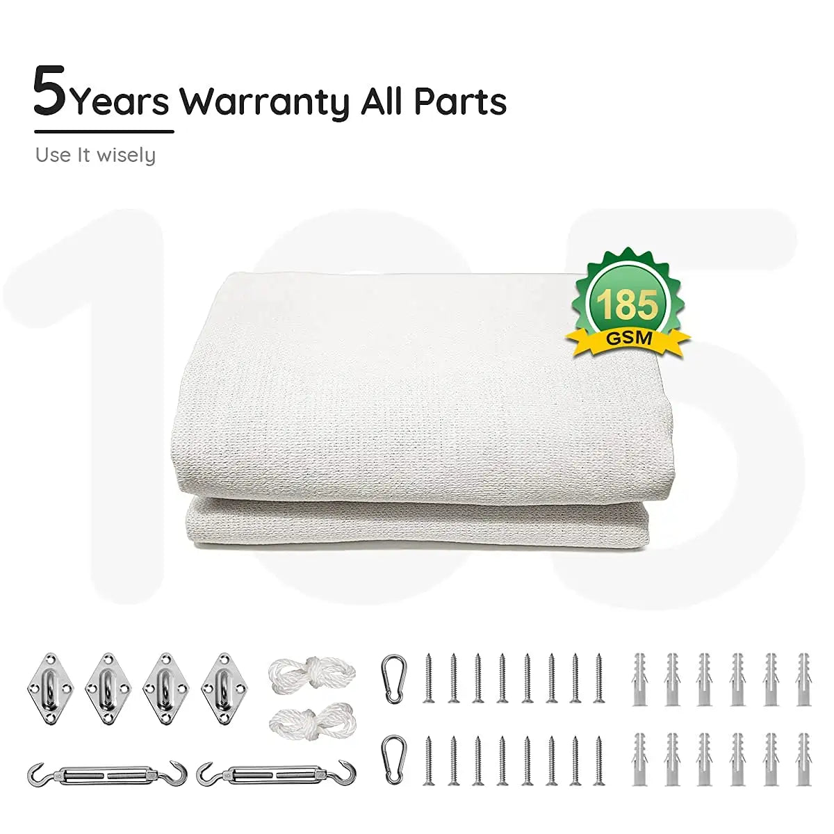 white rectangle shade sail has 5 years warranty#color_white