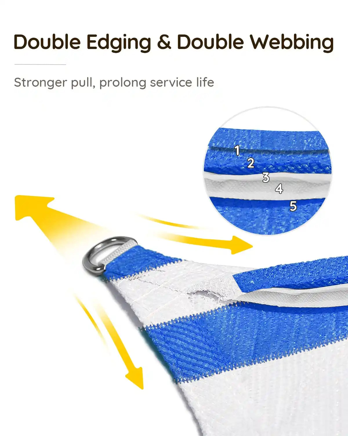 White and Blue rectangle shade sail edge fabric#color_white and blue