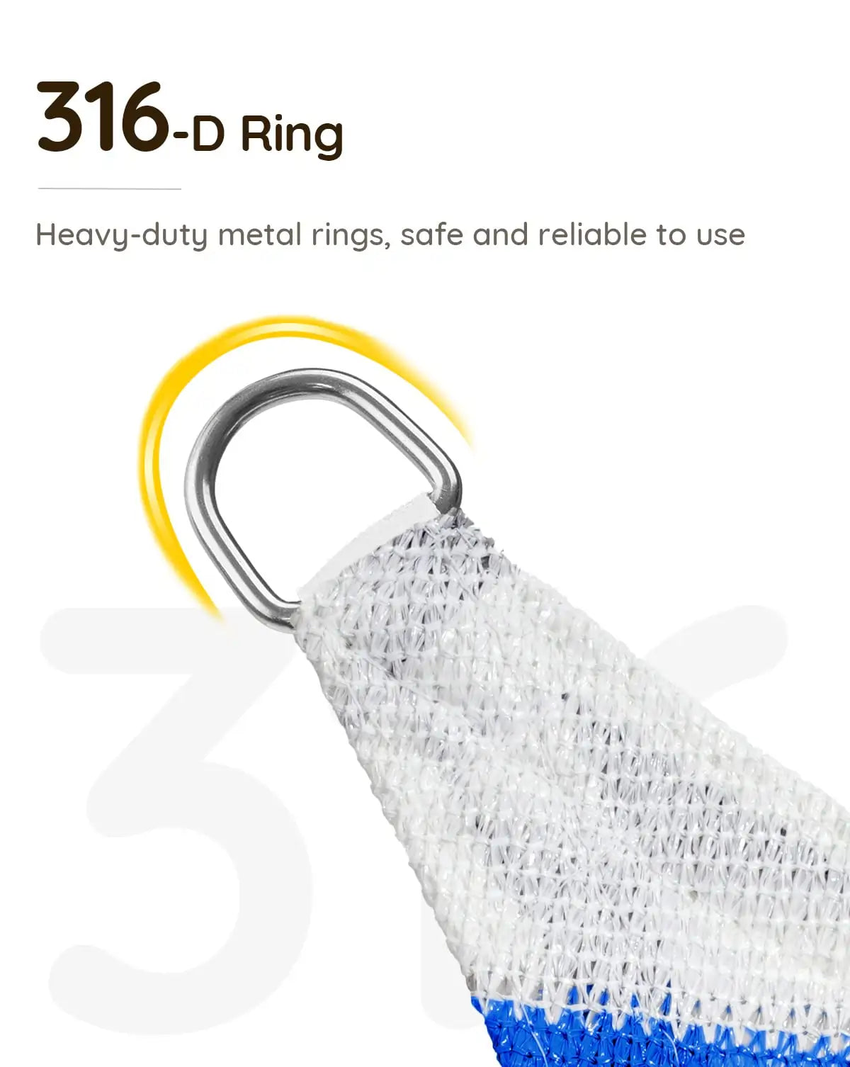 White and Blue Rectangle Shade Sail D Ring#color_white and blue