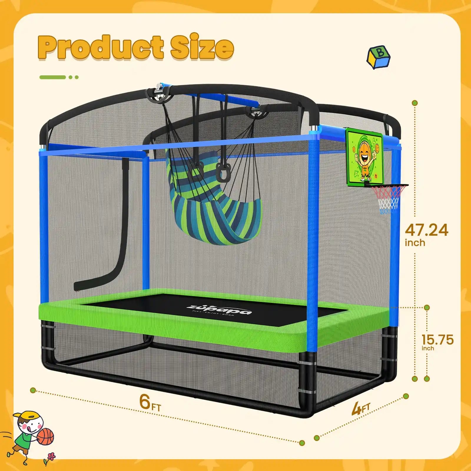 5 in 1 Recreational Trampoline Size