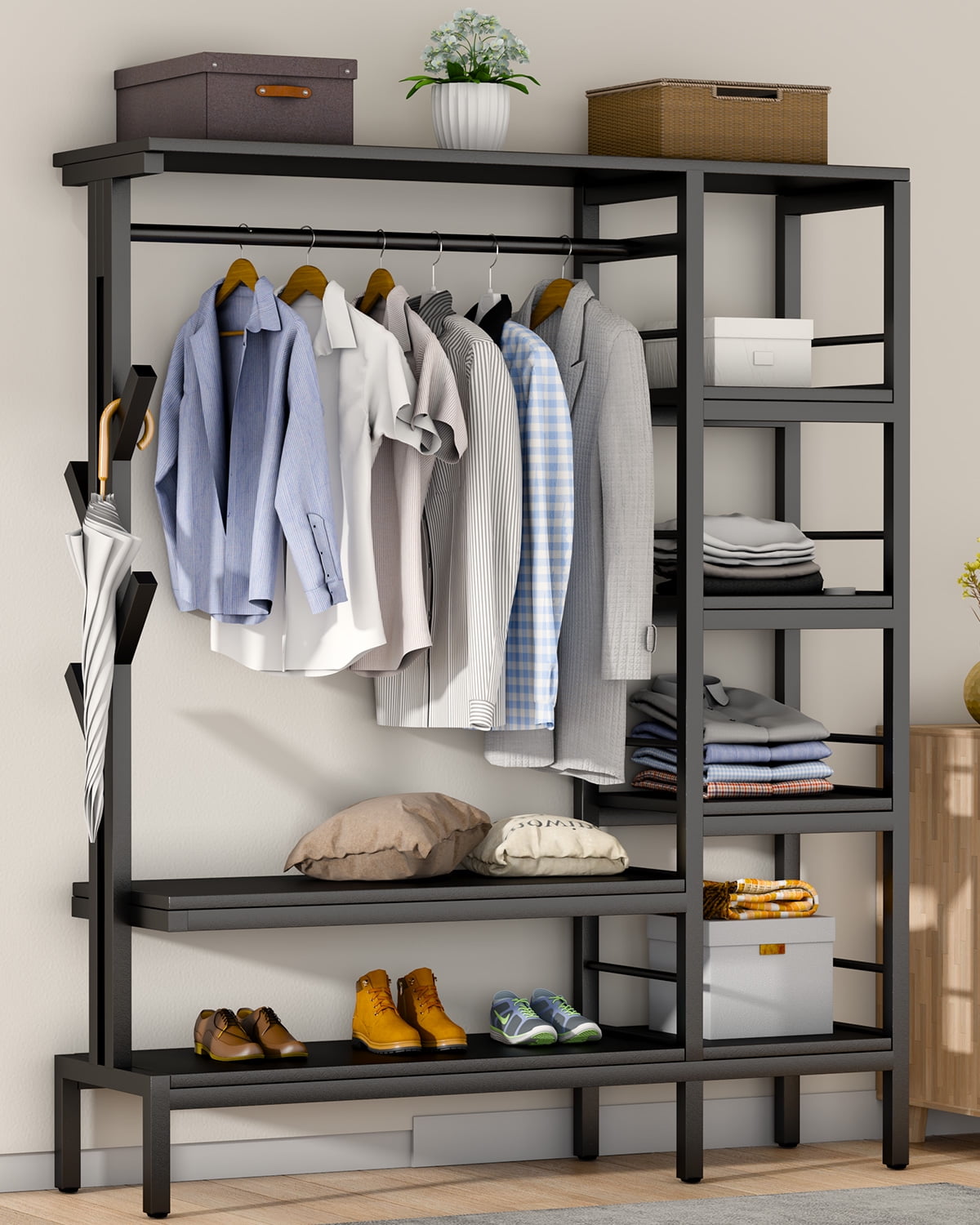 HOKEEPER 650LBS Closet Organizer with Coat Rack