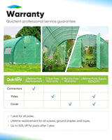 Warranty for 25x10x6.6 walk-in greenhouse#color_green