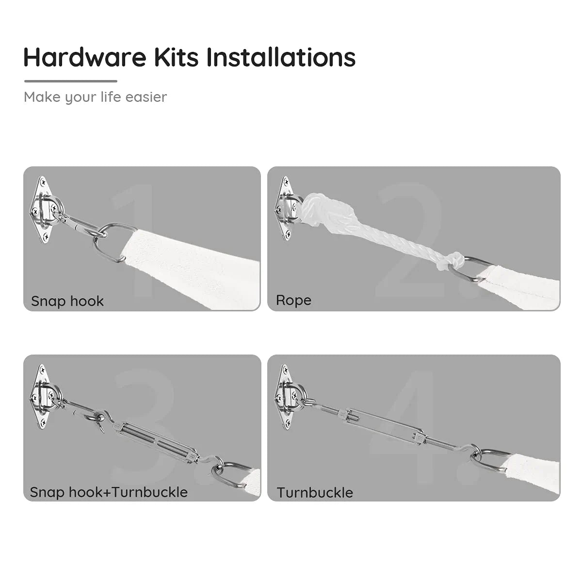 White 26 x 20 ft rectangle shade sail hardware kits#color_white