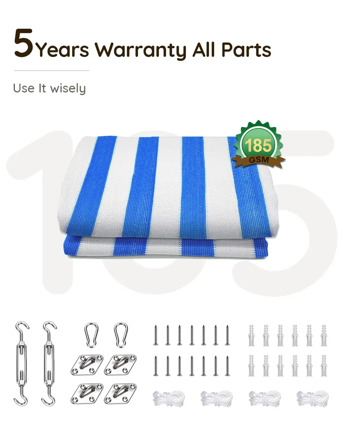 White and Blue rectangle shade sail long warranty#color_blue and white
