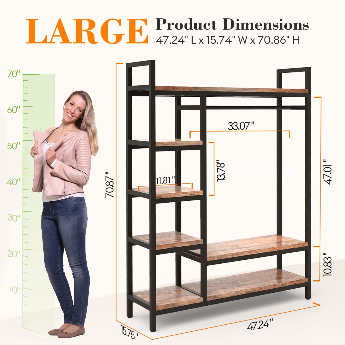 HOKEEPER 600LBS Heavy Duty Clothing Rack with Shelves