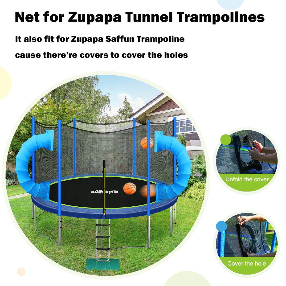 Zupapa 15 14 12 FT Safety Enclosure Net for Tunnel Trampolines