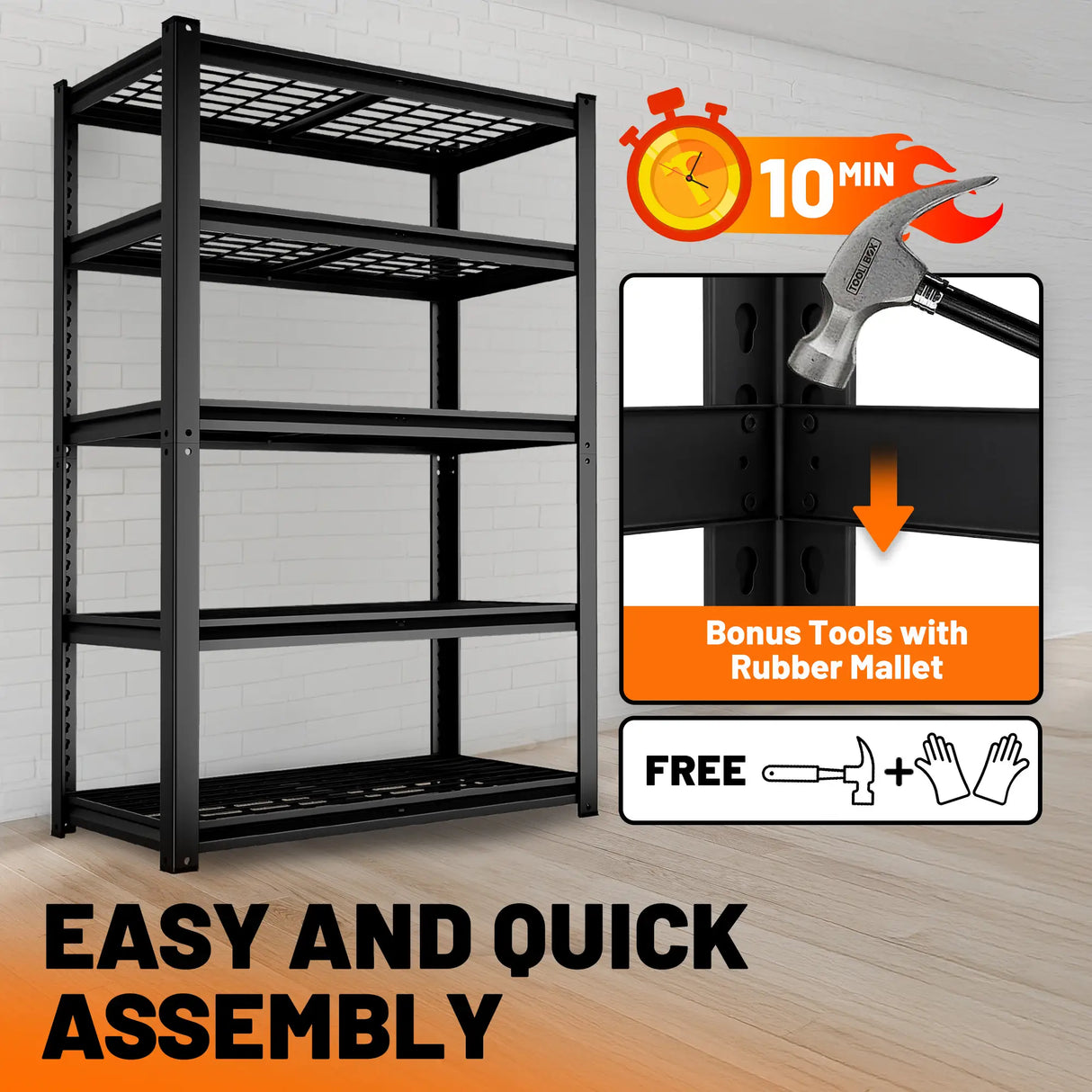 HOKEEPER 3100LBS Heavy Duty Metal Storage Shelves-35.43"W x 15.74"D x 72.05"H